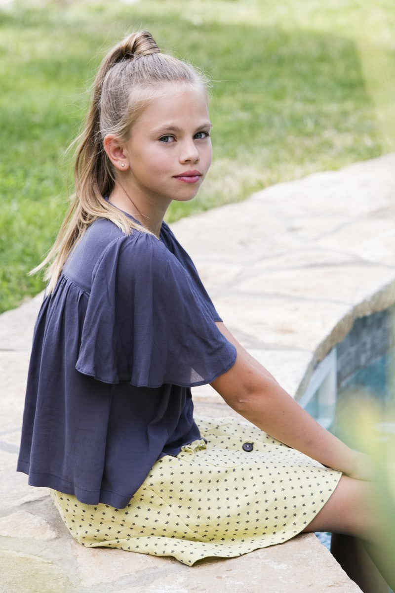 BLU03 Blusa romántica bambula lisa antracita