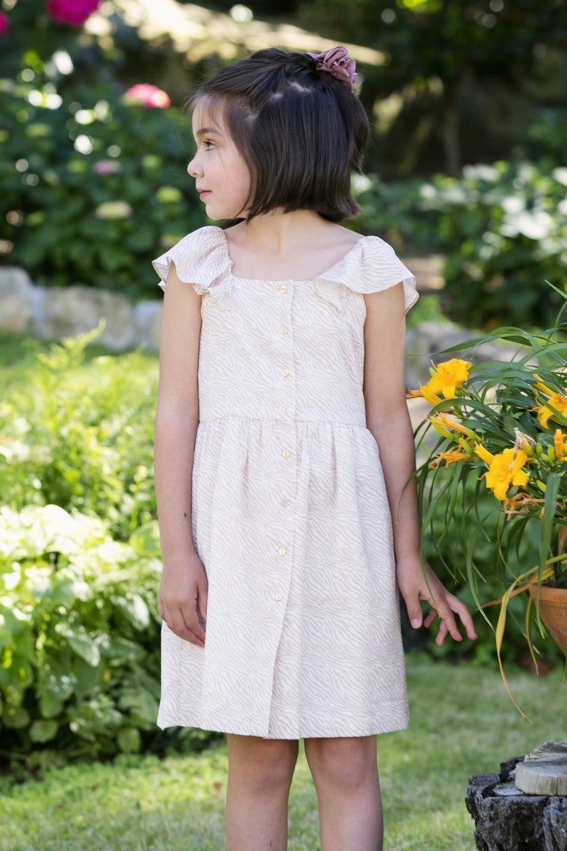 VES02 Vestido alitas abotonado cebras rosa nude