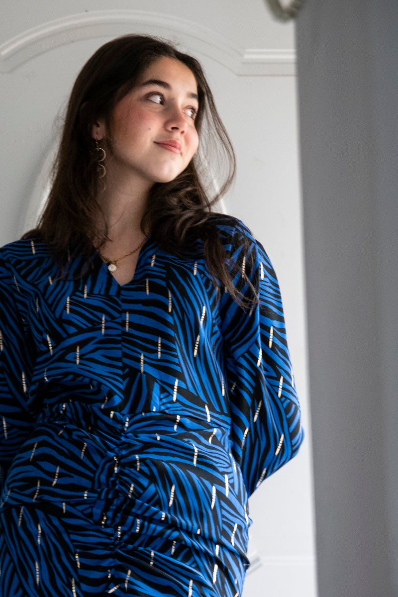 VEST01 Vestido cebra azul