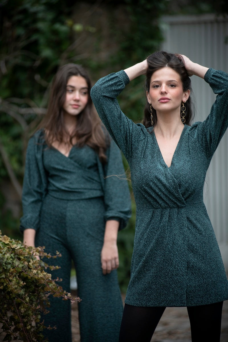 VEST05 Vestido brillo verde