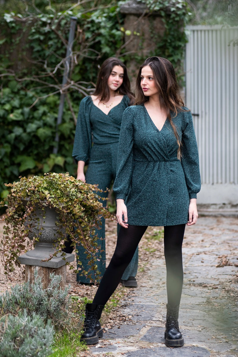 VEST05 Vestido brillo verde