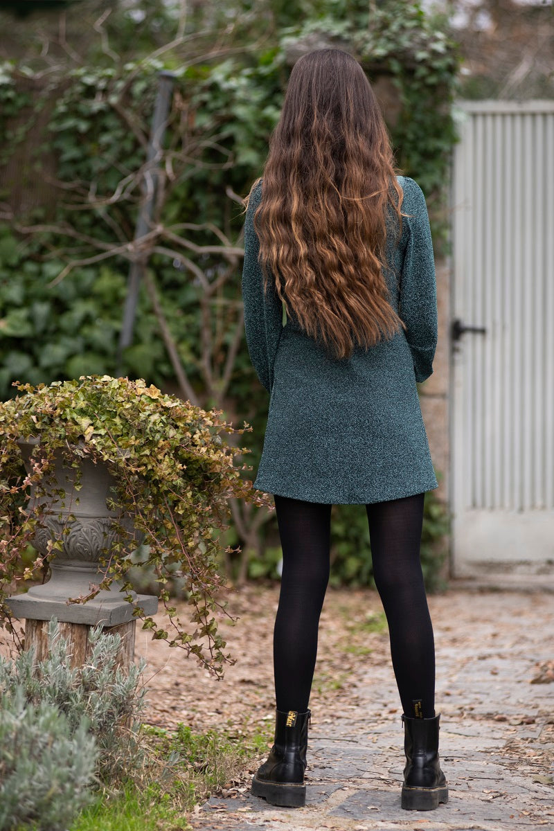 VEST05 Vestido brillo verde