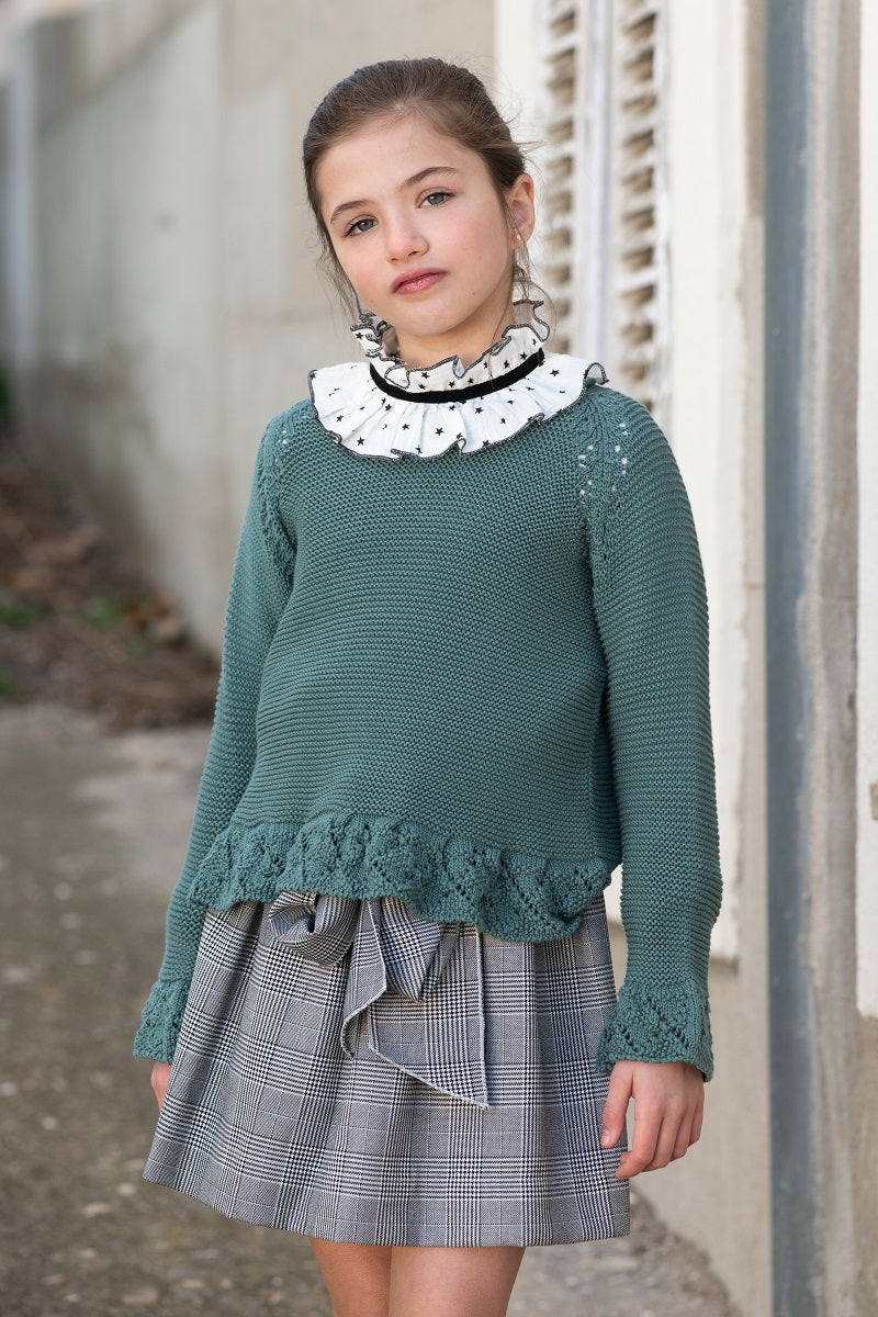 FAL04 Falda gomas lazada escocés Príncipe de Gales