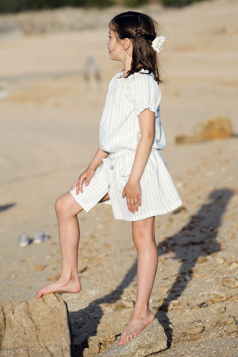 BLU08 Top manga farol marinero azul