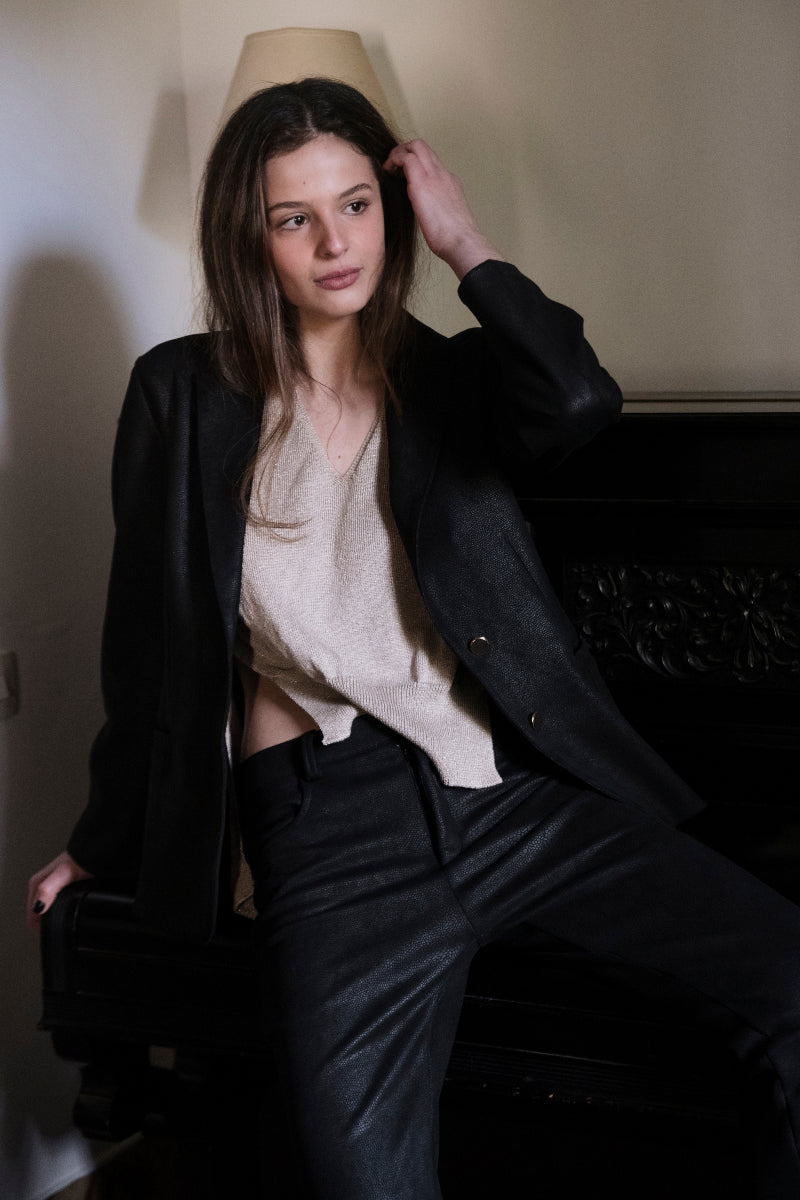 BLZ01 Blazer negra efecto piel serpiente