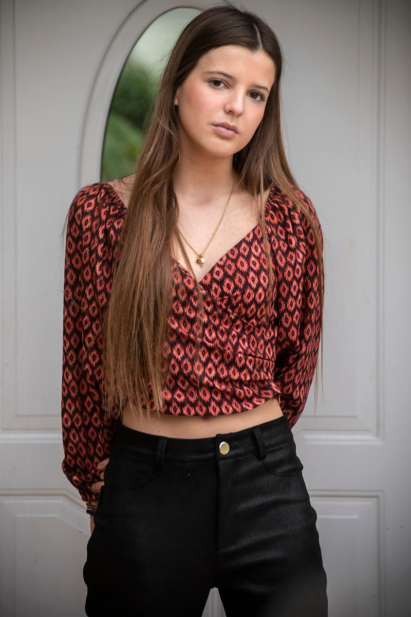 BLUT06 Blusa boho rombo