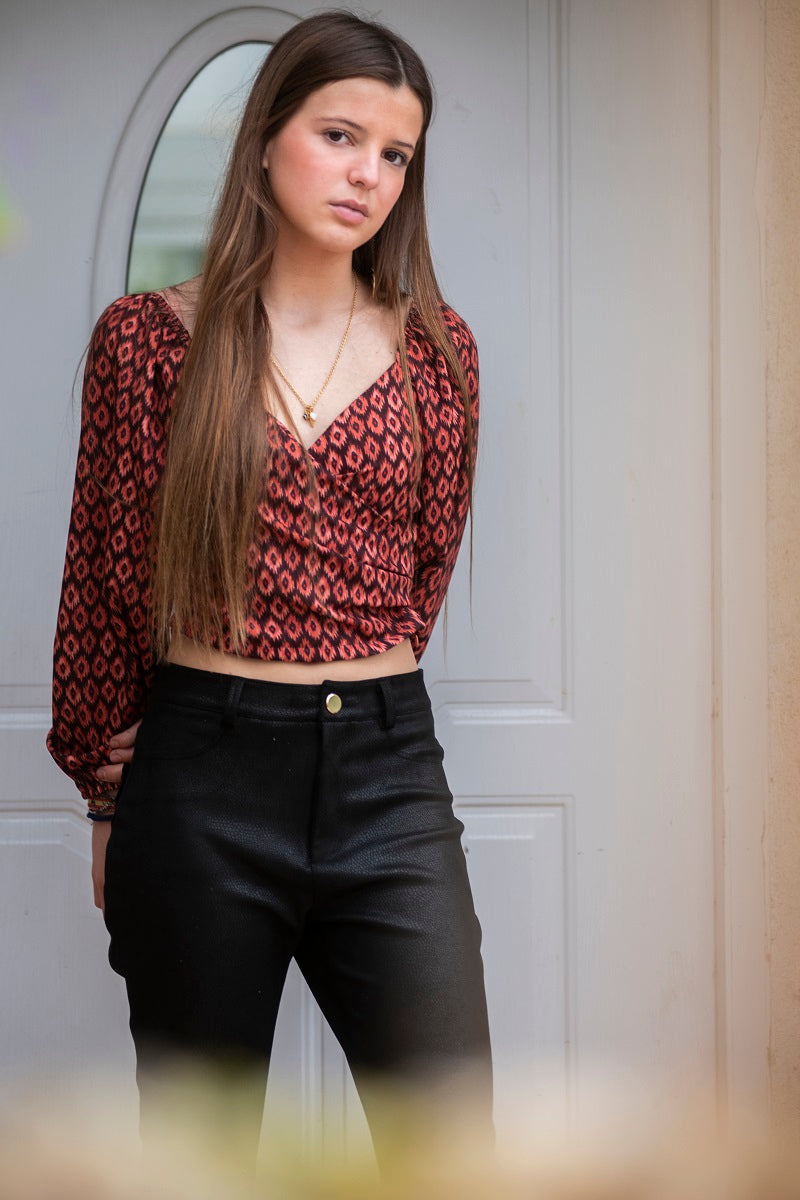BLUT06 Blusa boho rombo