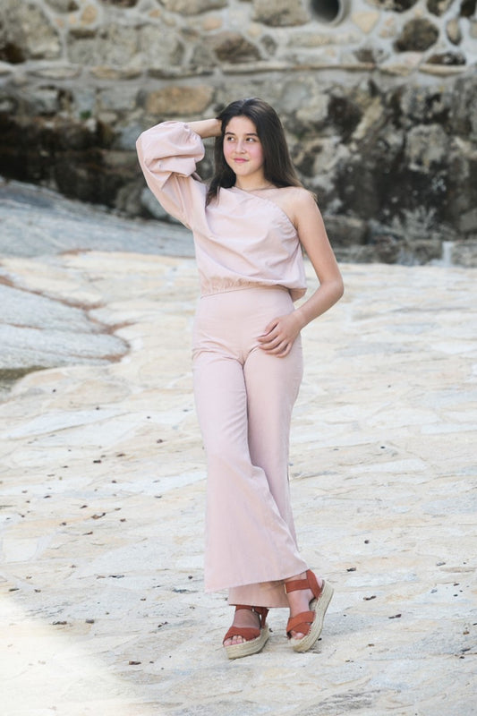 BLUT10 Blusa asimétrica nude