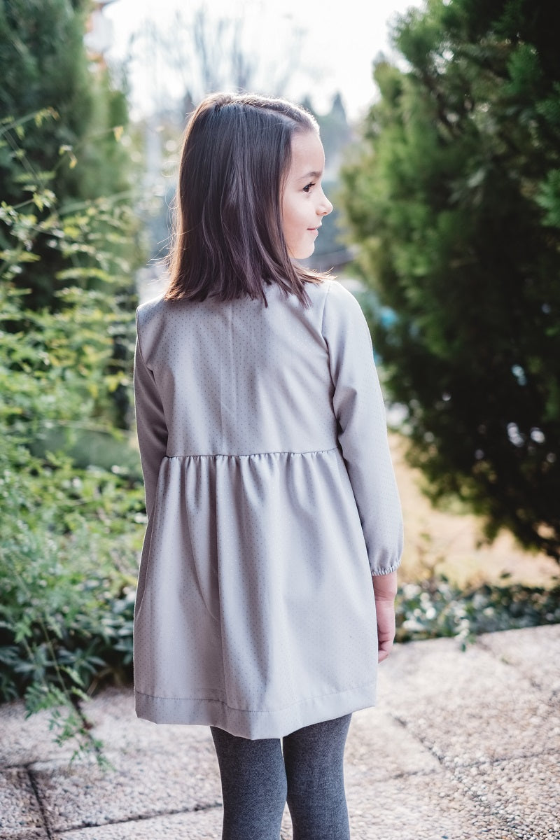 VES06 Vestido camisero topitos dorados