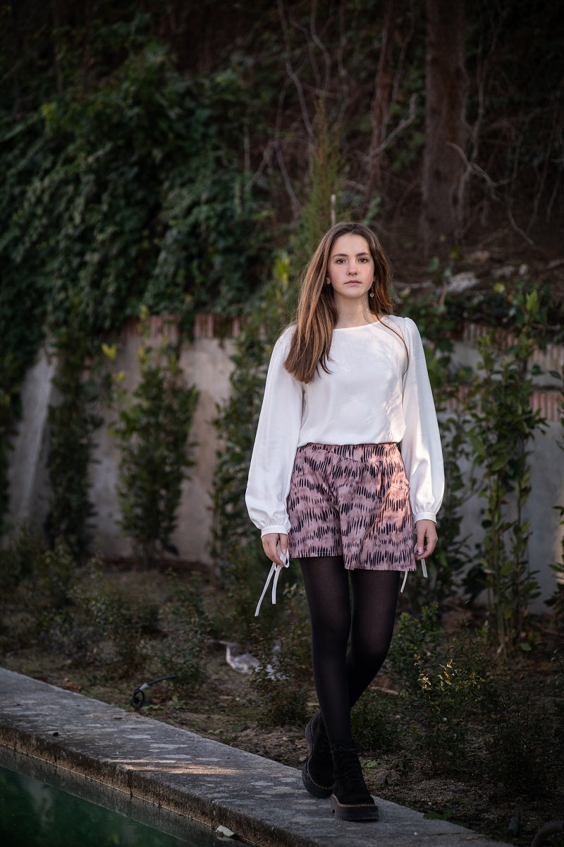 FALT01 Falda manchas rosa viejo