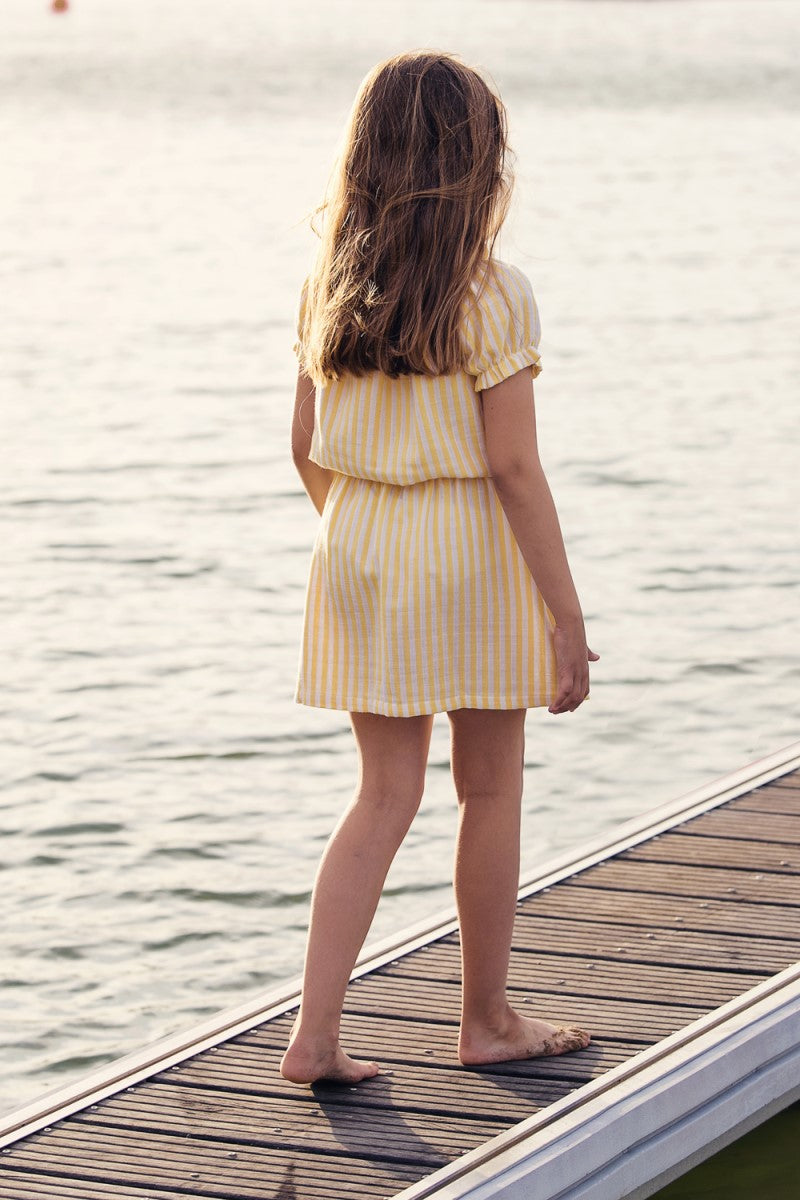 FAL05 Falda abotonada bolsillos marinera amarilla