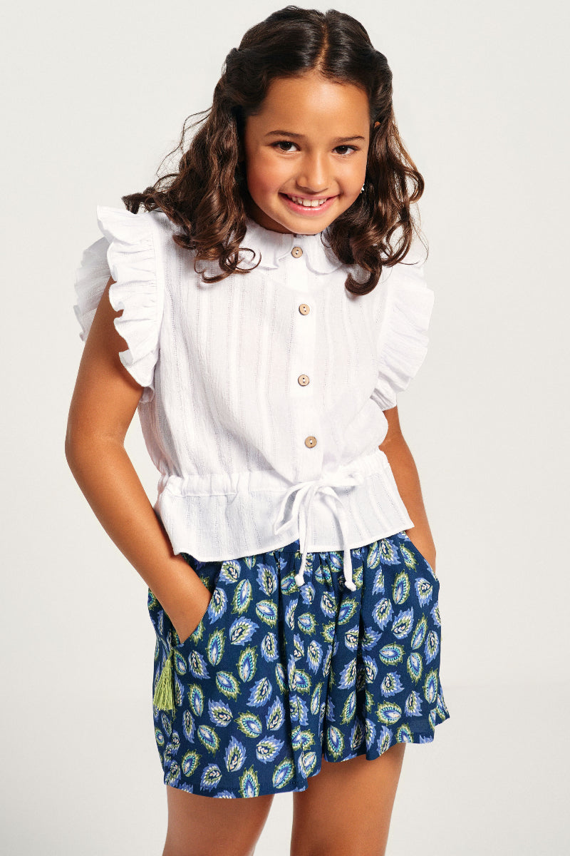 Blusa abotonada encaje blanca