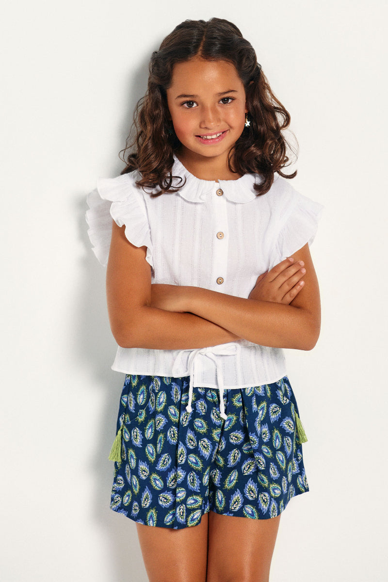 Blusa abotonada encaje blanca