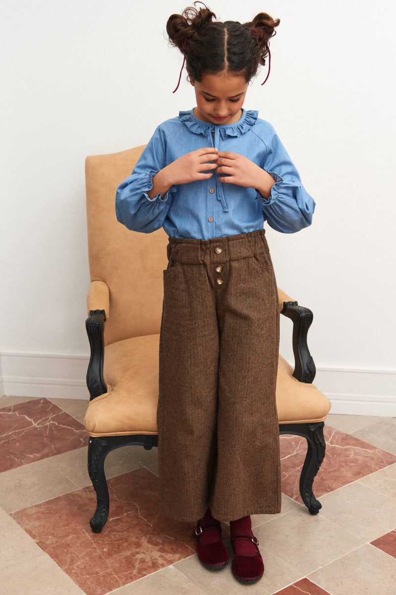 Pantalón largo espiguilla marrón