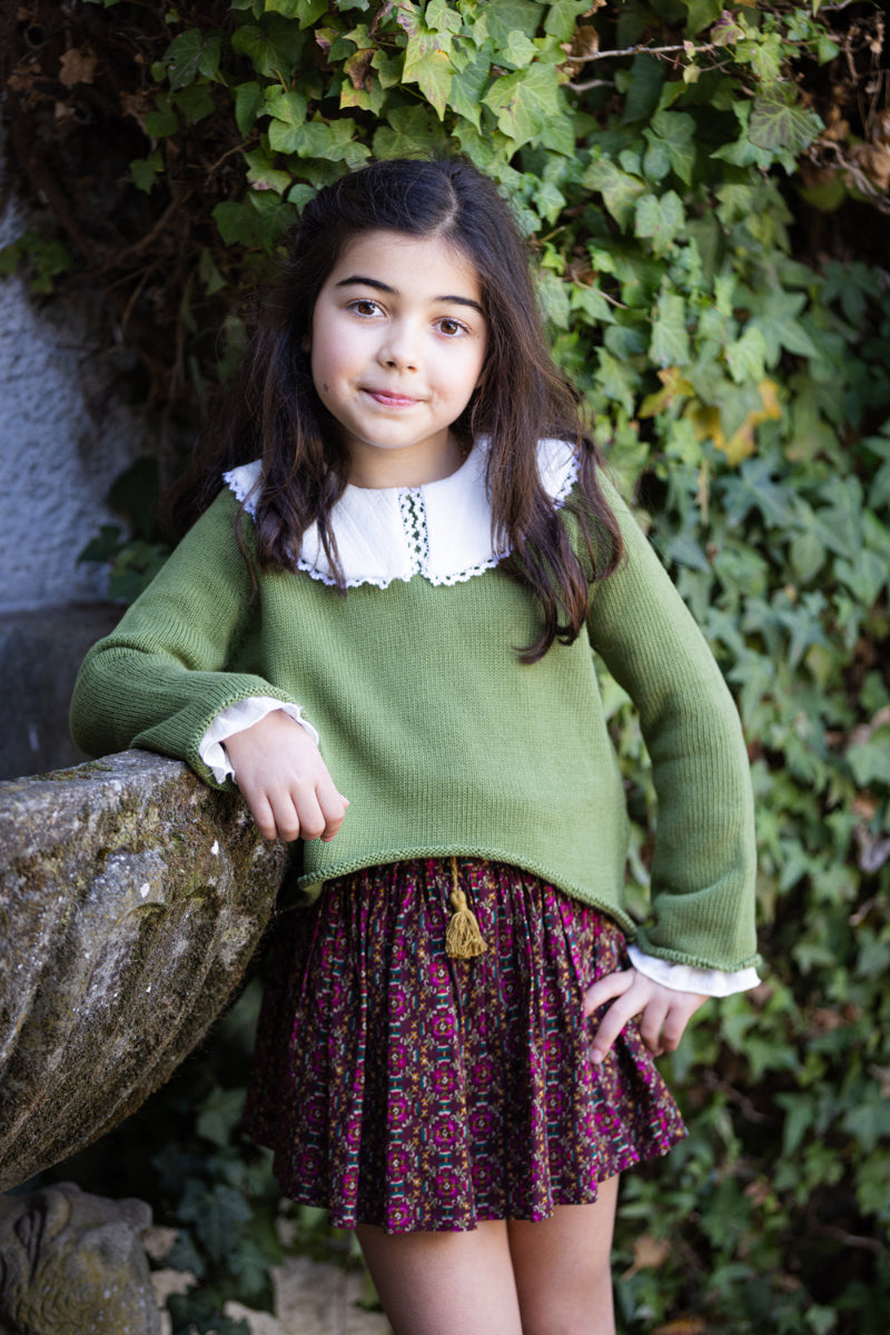 FAL01 Falda pantalón flor granate
