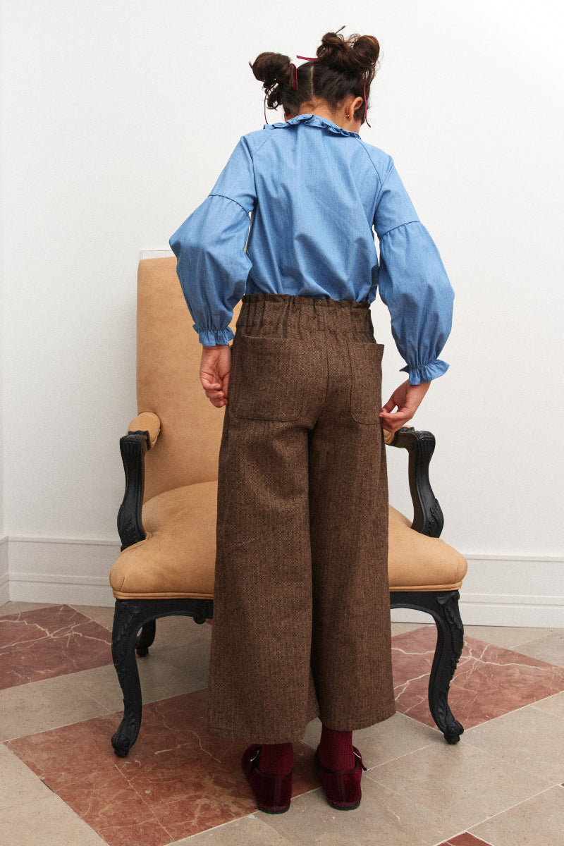 Pantalón largo espiguilla marrón
