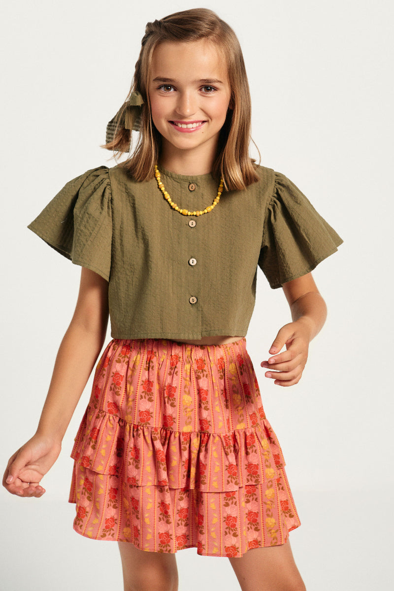 FAL01 Falda volantes rosas