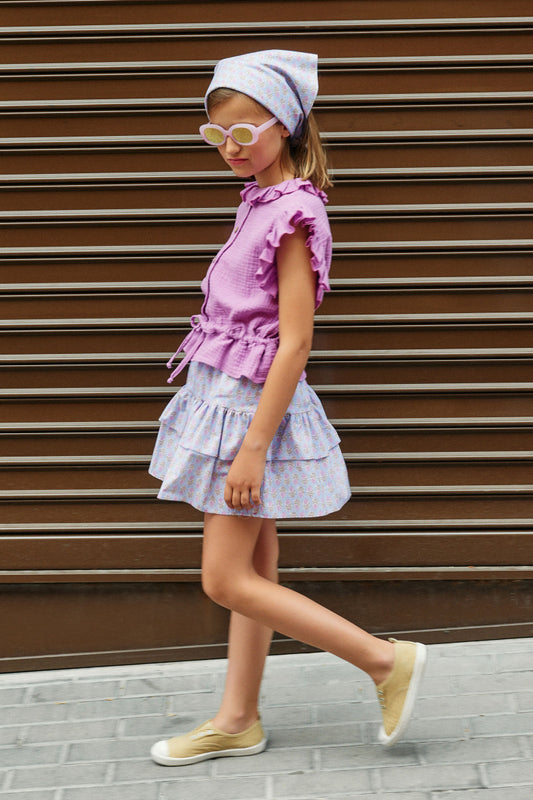 FAL02 Falda volantes flor india