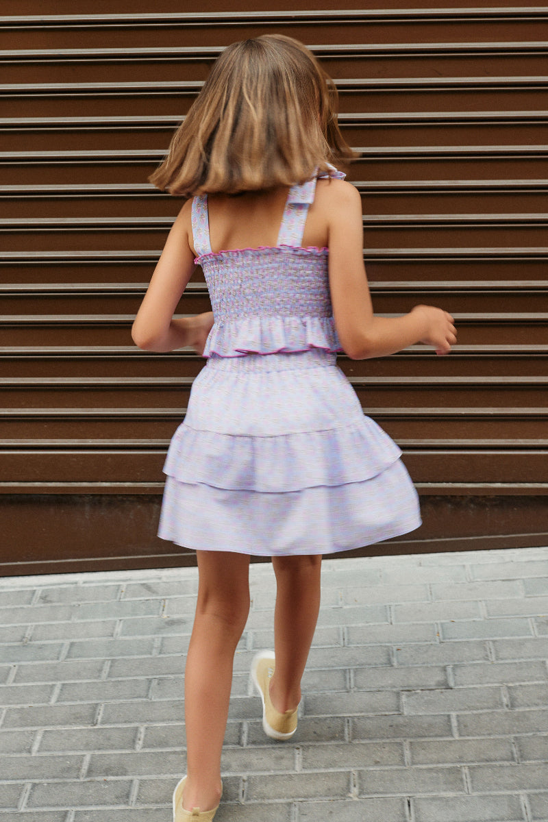 FAL02 Falda volantes flor india