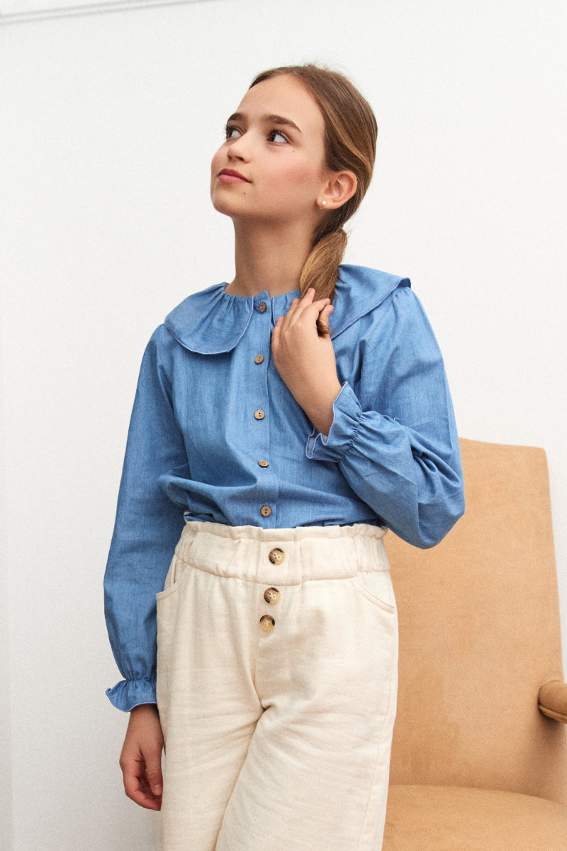 Blusa cuello denim