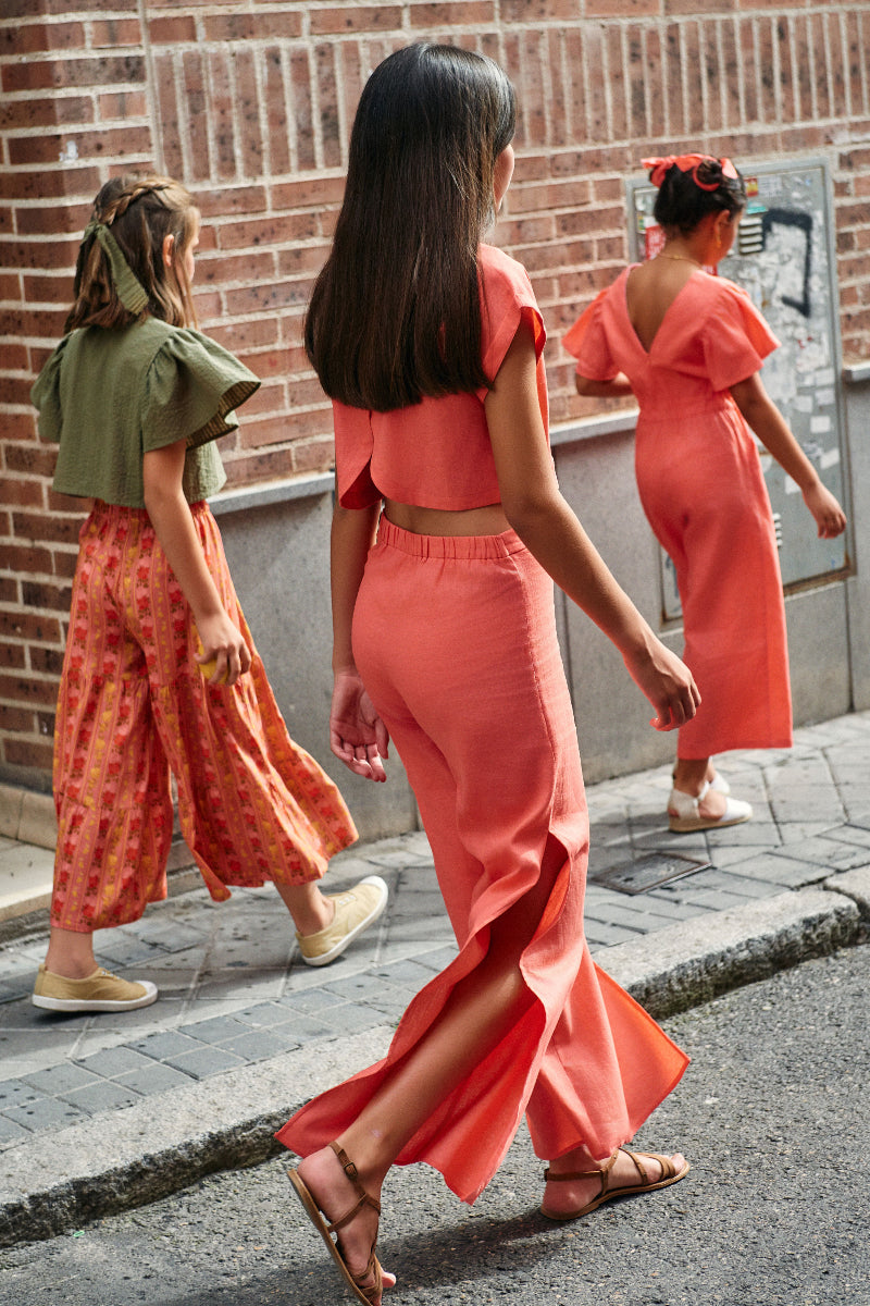 Pantalón aberturas coral