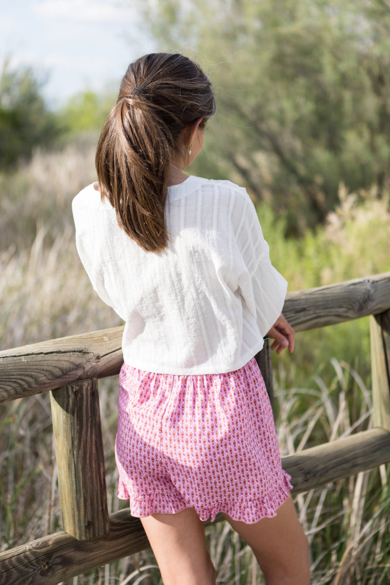 PAN09 Pantalón corto boho rosa