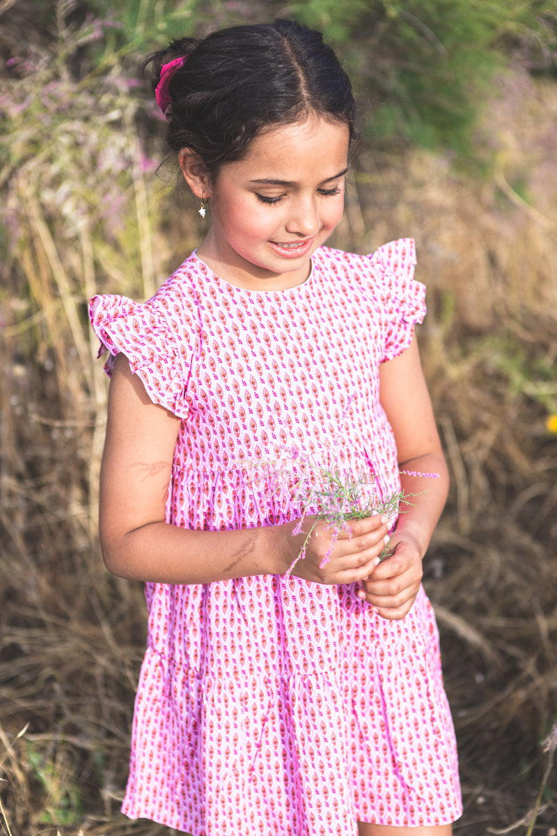 VES04 Vestido bucólico boho rosa