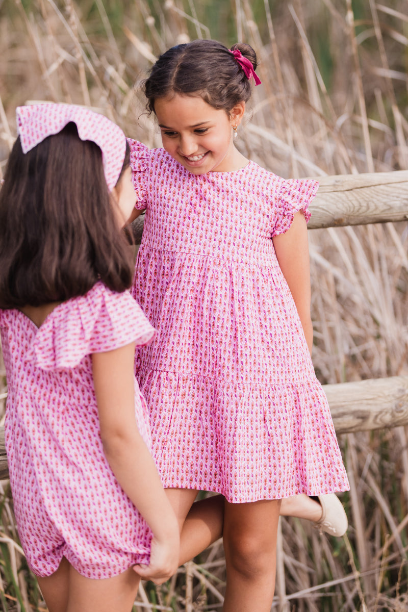 VES04 Vestido bucólico boho rosa