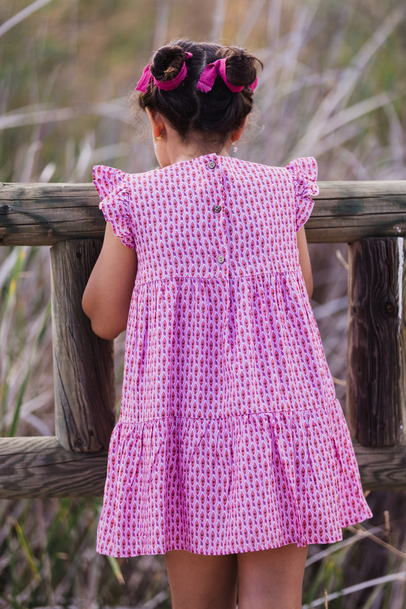 VES04 Vestido bucólico boho rosa