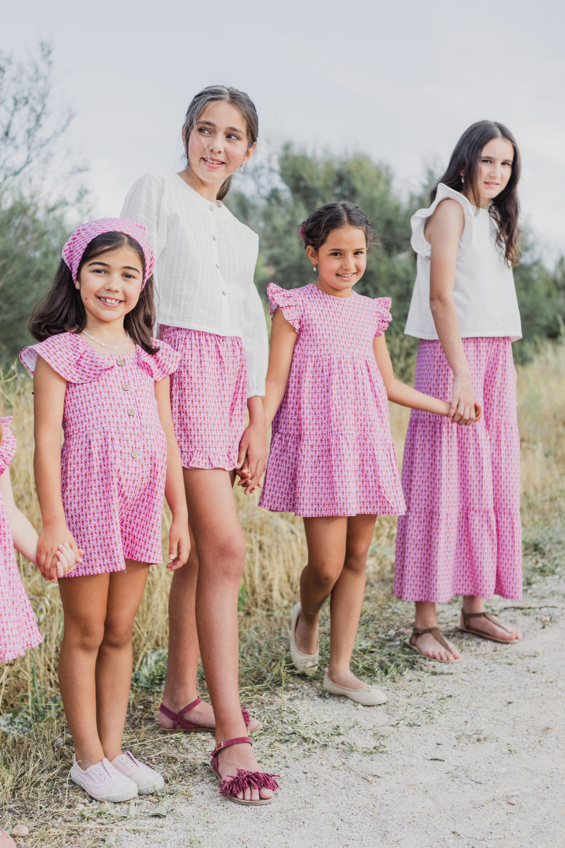 VES04 Vestido bucólico boho rosa