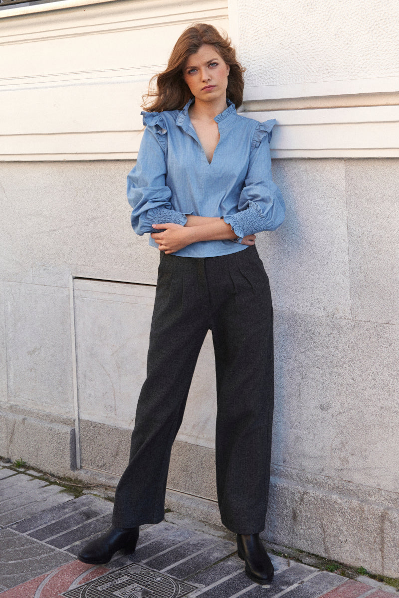Pantalón espiguilla antracita