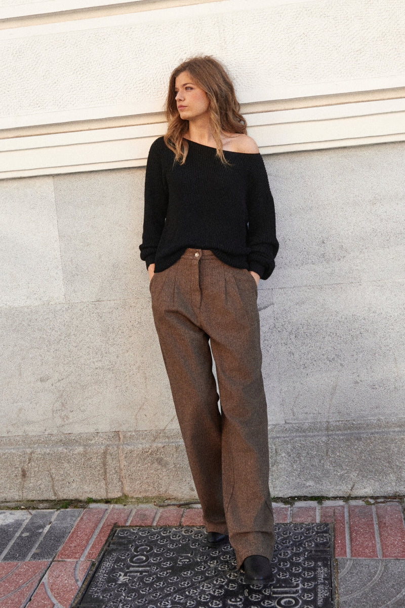 Pantalón espiguilla marrón