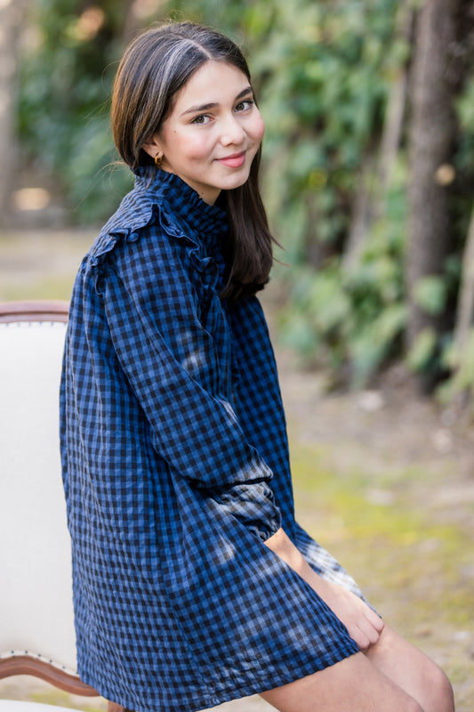 VES05 Vestido boho vichy azul