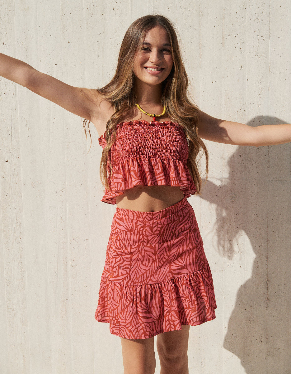 Top engomado hojas coral