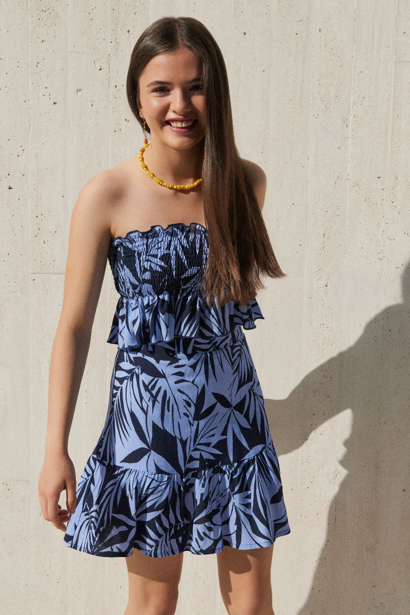 Top engomado hojas azul