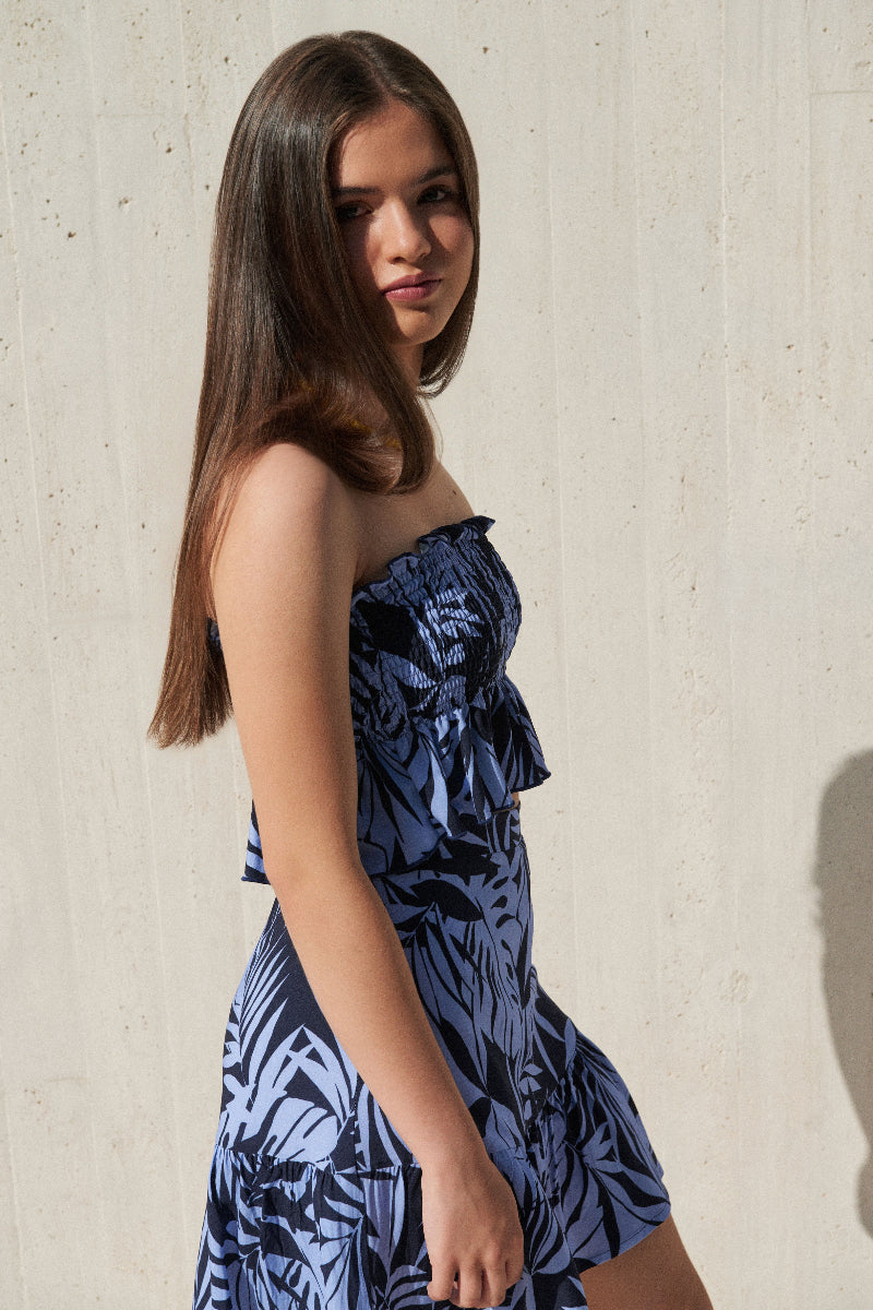 Top engomado hojas azul