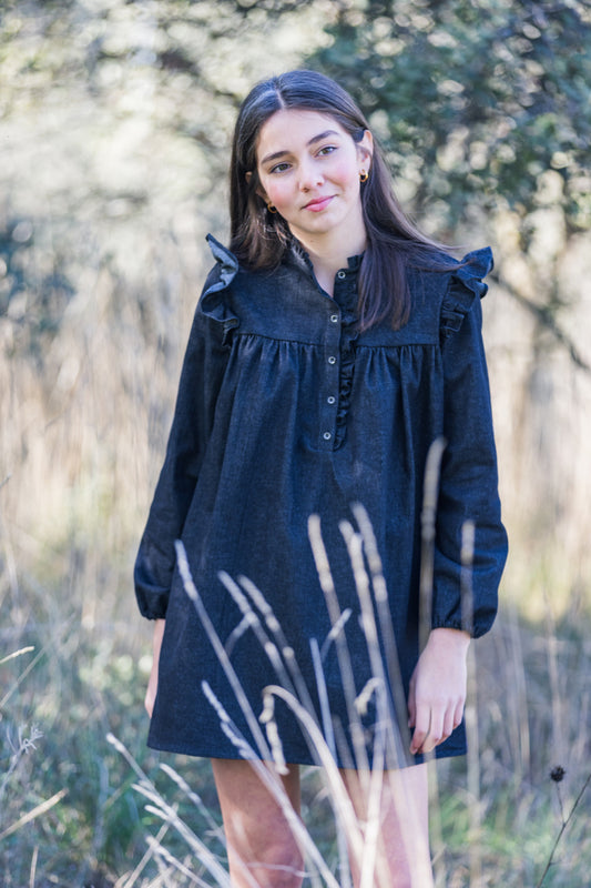 VES06 Vestido boho denim negro