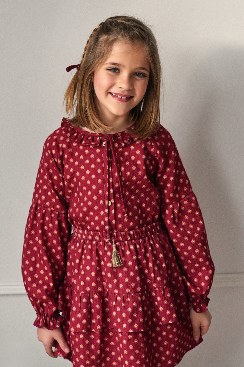 Blusa bohemia flor granate