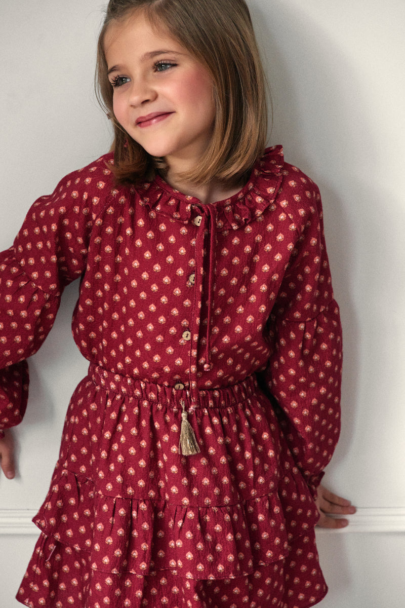 Blusa bohemia flor granate