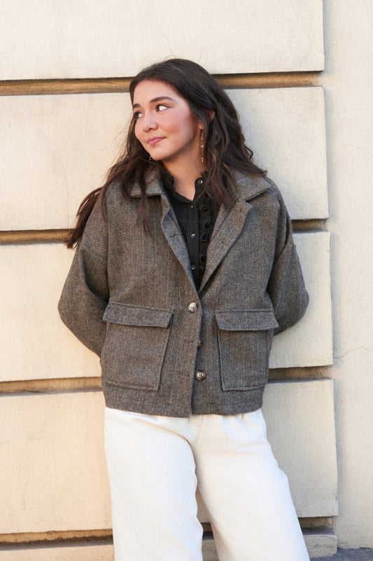 Parka espiga negro/marfil