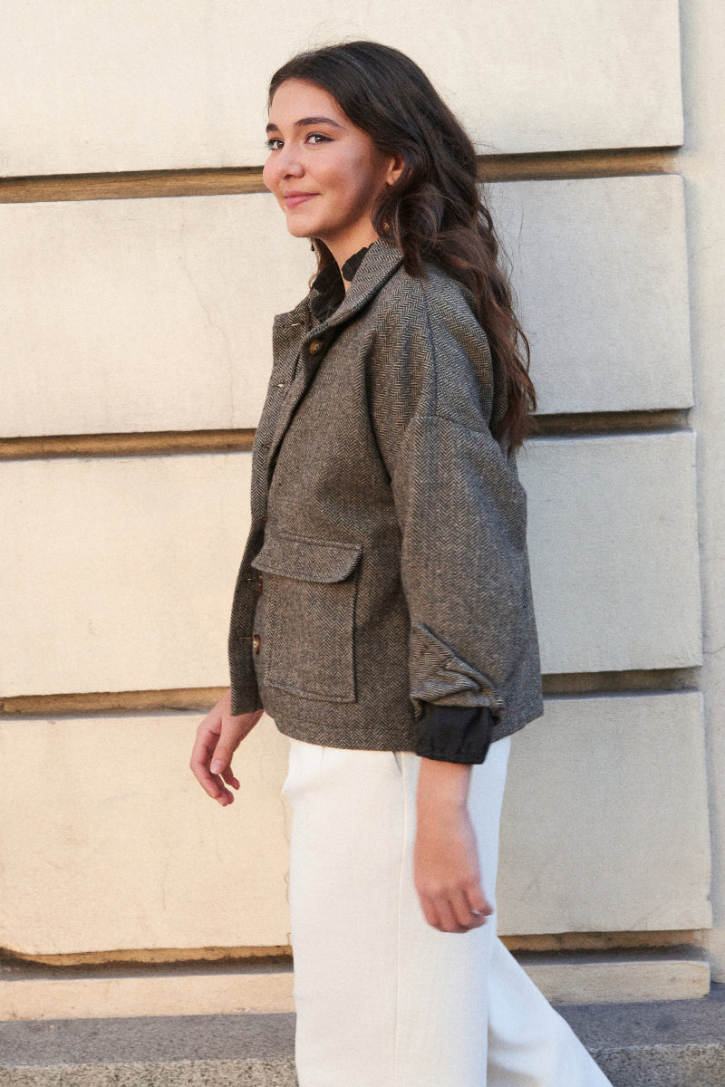 Parka espiga negro/marfil