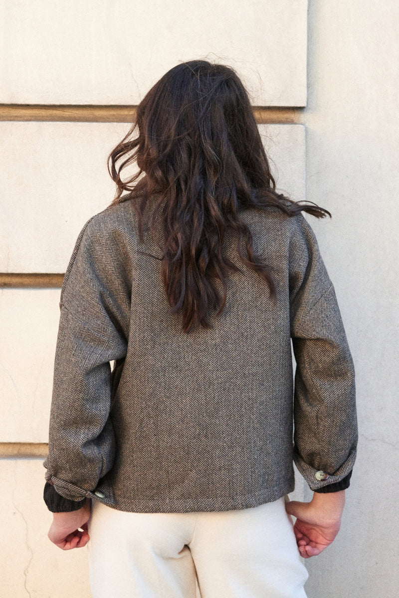 Parka espiga negro/marfil