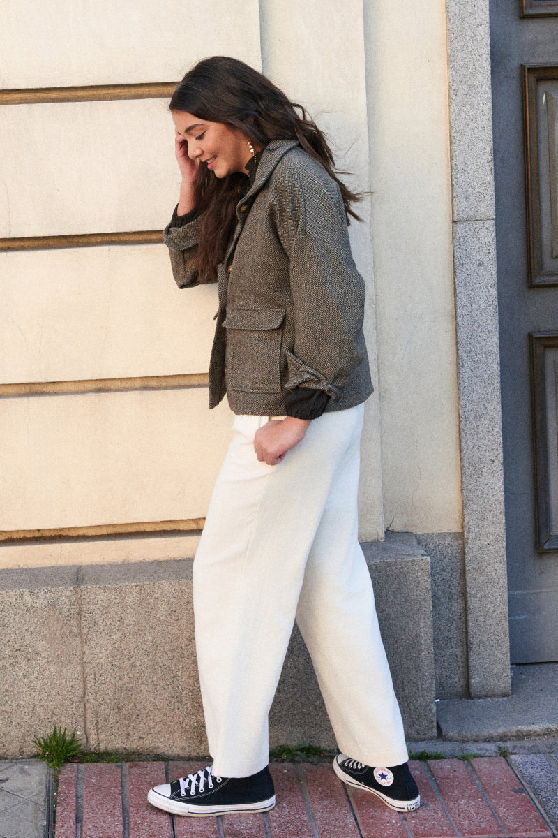 Parka espiga negro/marfil