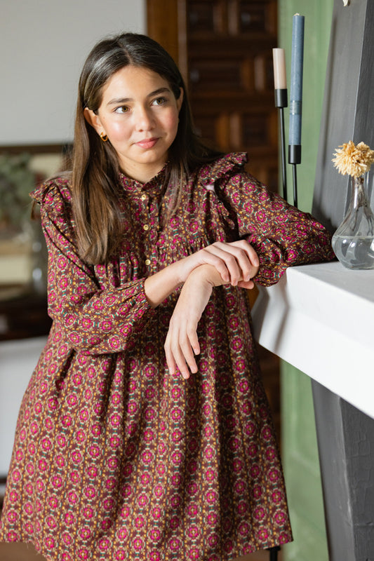 VES07 Vestido boho flor granate