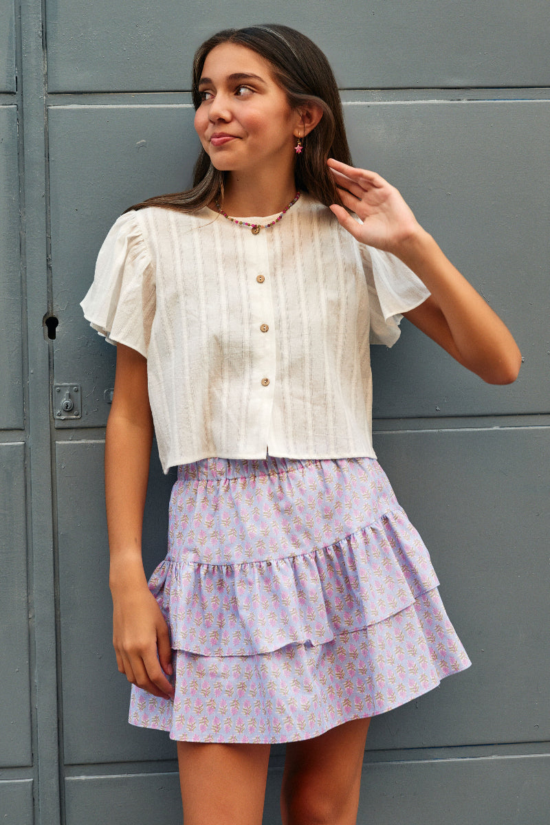 Blusa alitas encaje marfil