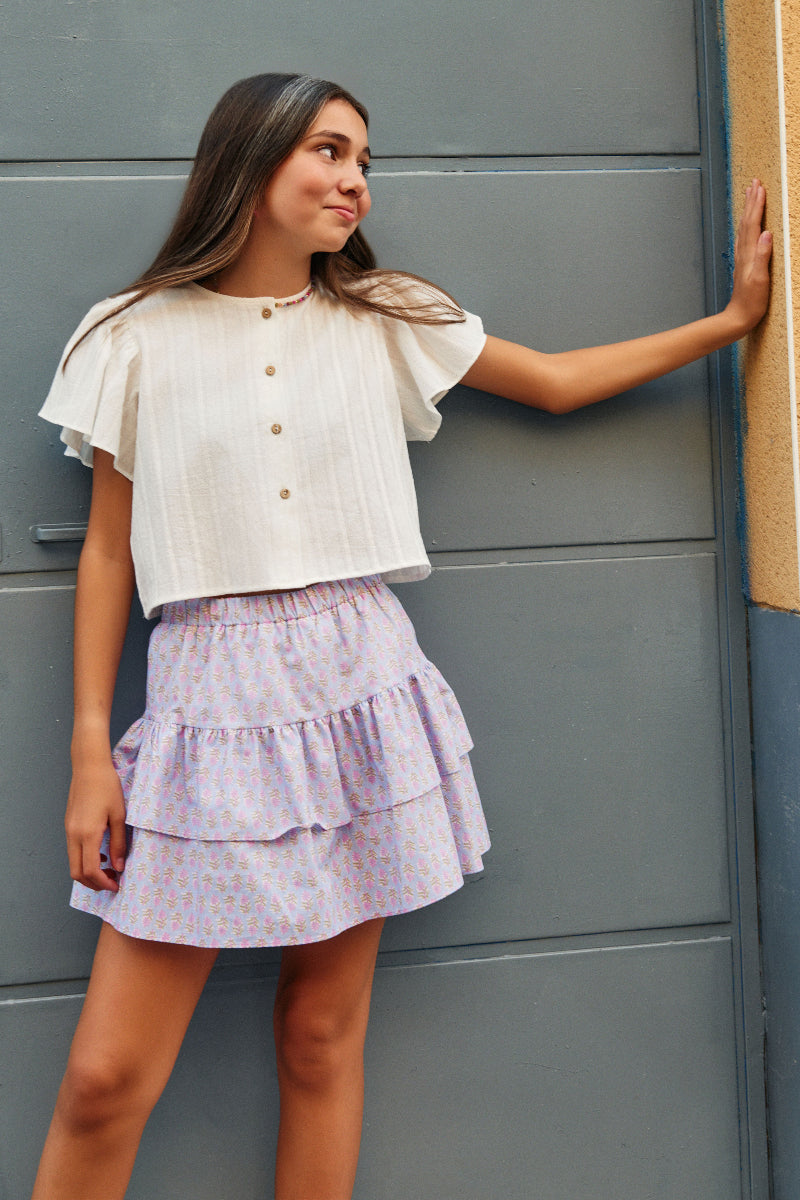 Blusa alitas encaje marfil