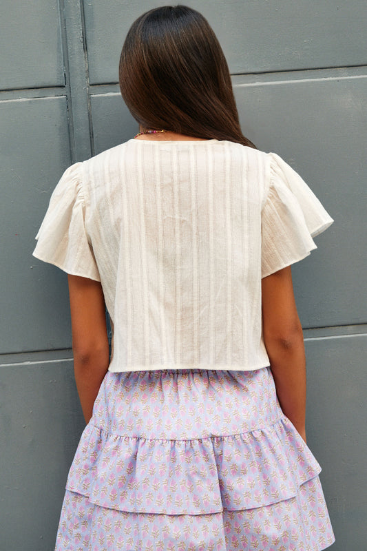 Blusa alitas encaje marfil