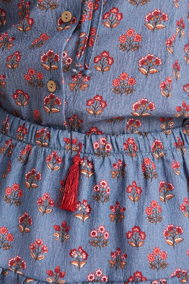 Blusa bohemia flor azul