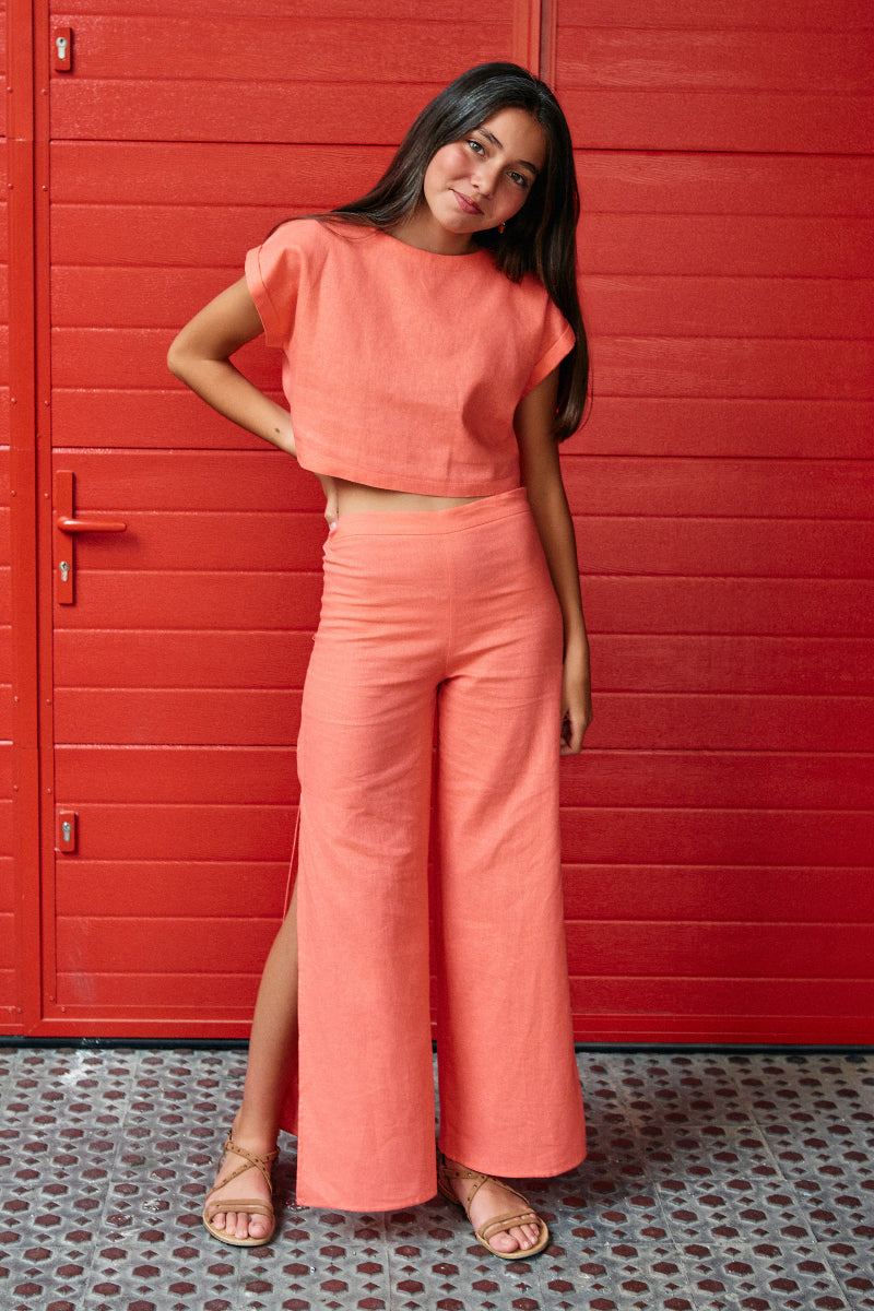 PAN12 Pantalón aberturas coral
