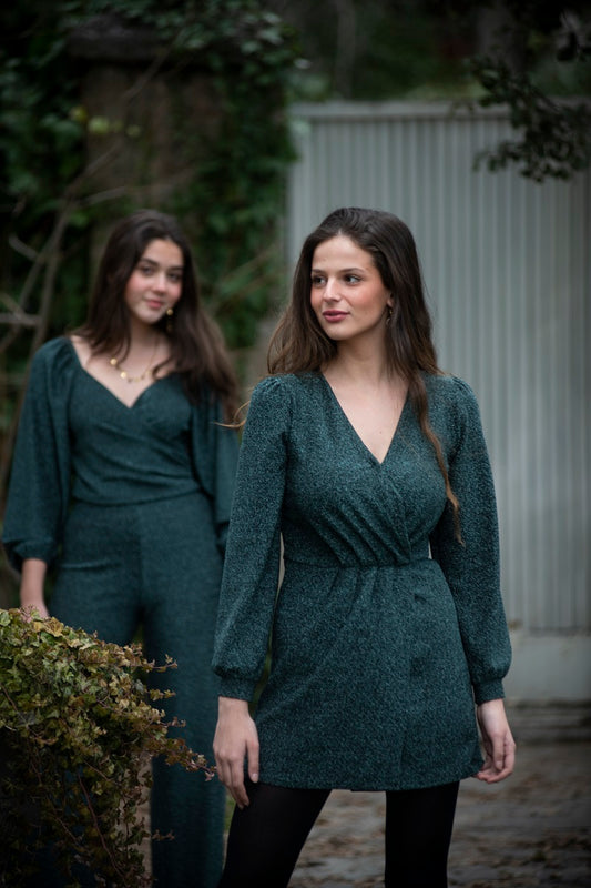VEST05 Vestido brillo verde